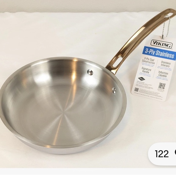 NWT VIKING 8 Inch Stainless Steel Omelette Fry Pan with Copper Handle - Picture 5 of 6
